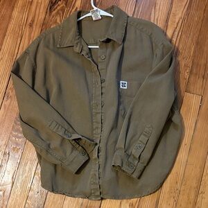Lucy & Yak Oversized Olive Button-Up Shirt